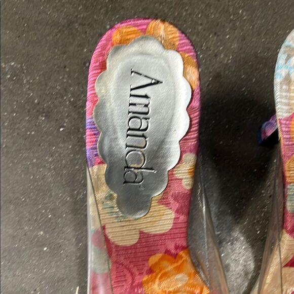 Vibrant Pink and Orange Mules with Ruffled Embellishment - Picture 2 of 4